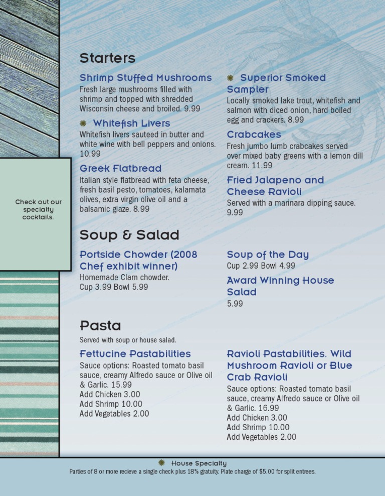 Menu for Seafood and Pasta Lovers | PDF | Wellness
