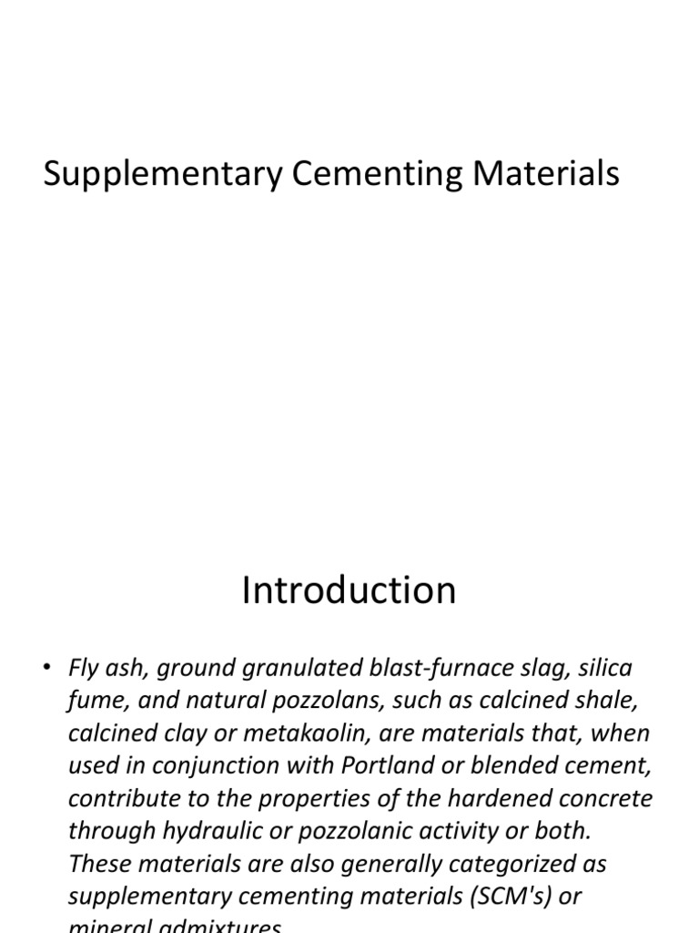 Supplementary Cementing Materials Overview | PDF | Fly Ash | Concrete