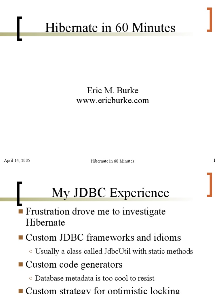 Hibernate in 60 Minutes: Eric M. Burke | PDF | Java Platform | Software ...