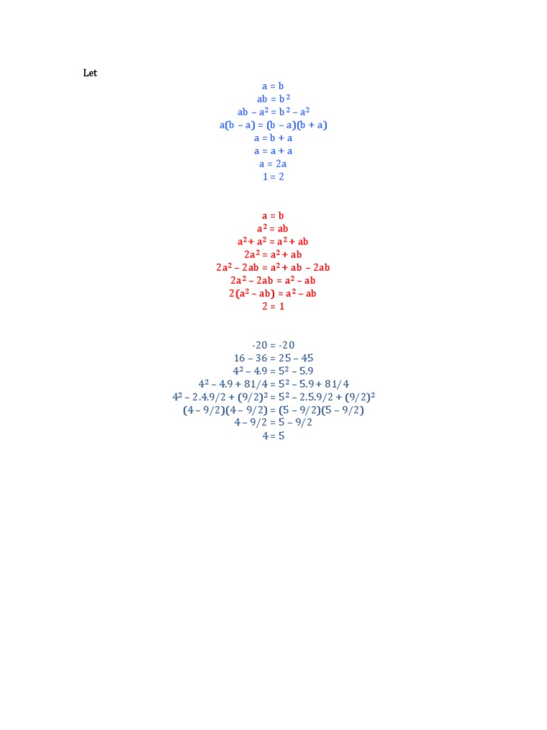 Logical Fallacies in Algebraic Proofs | PDF