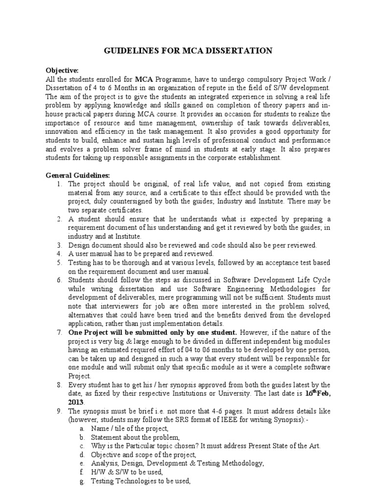 Dissertation Guidelines For Students - 2010-13 | PDF | Thesis ...