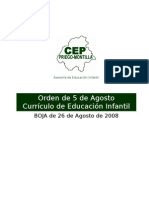 Orden de 5 de Agosto de 2008 - Curriculo para Educación Infantil  en Anadalucia