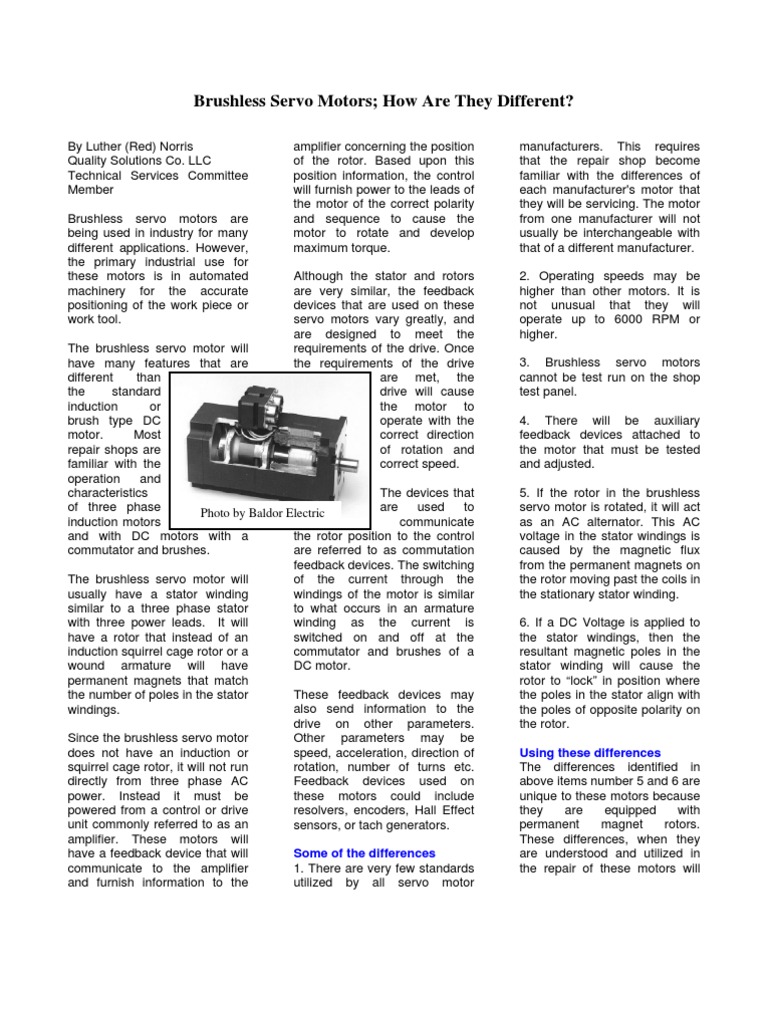 Understanding the Unique Characteristics of Brushless Servo Motors