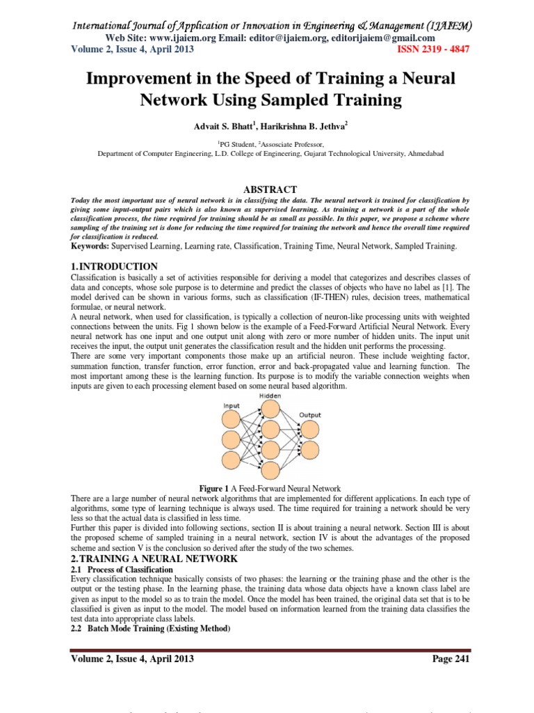 Improvement in The Speed of Training A Neural Network Using Sampled ...