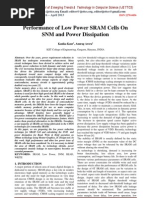 Performance of Low Power SRAM Cells On SNM and Power Dissipation