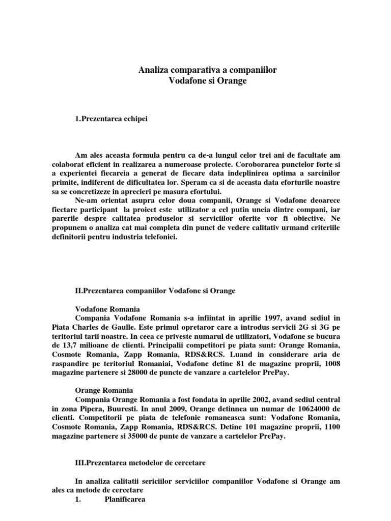Analiza Comparativa A Companiilor Gata