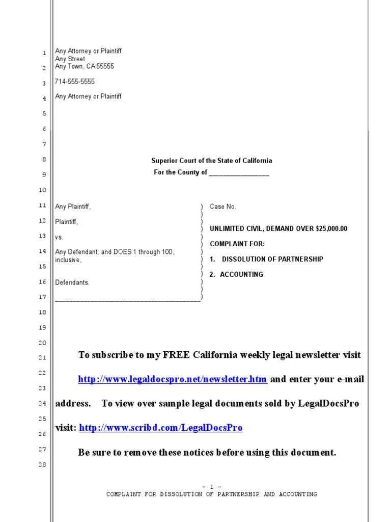 Sample Motion to vacate dismissal in California – LegalDocsPro, LLC