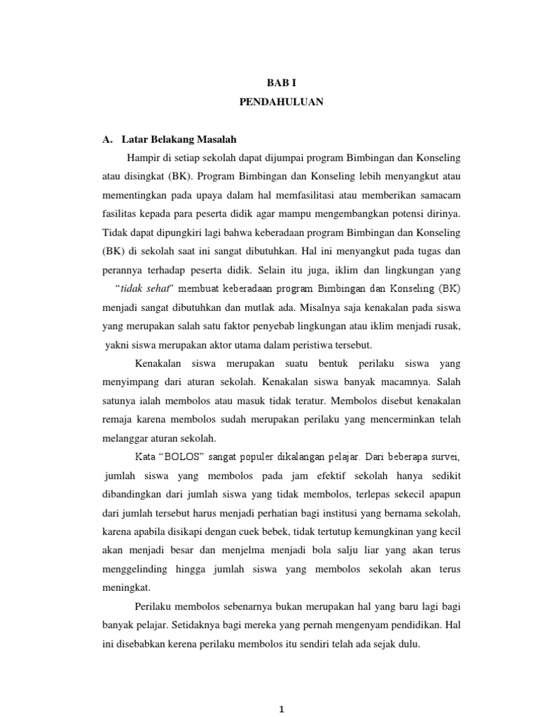 Makalah Bimbungan Koneling Bolos Sekolah