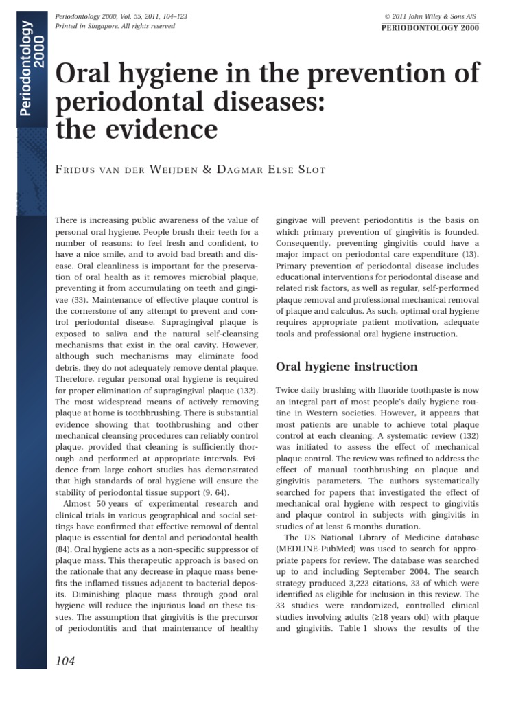 Oral Hygiene in The Prevention of Periodontal Diseases | PDF