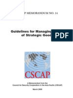 CSCAP Memo No. 14 - Guidelines for Managing Trade of Strategic Goods