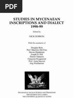 Smid 1998 99 Pdf Mycenaean Greece Books