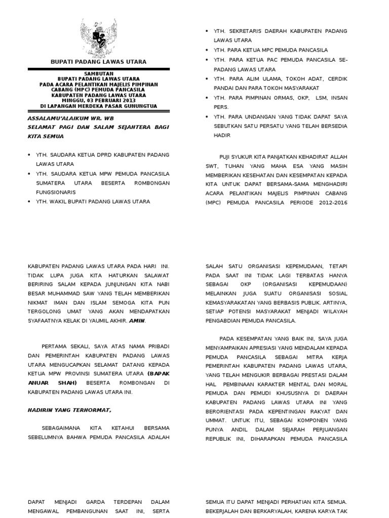 Sambutan Pelantikan Ipc Pp