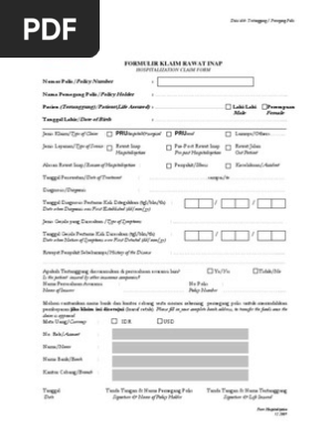 Contoh Formulir Klaim Rawat Inap Pada Asuransi Prudential Versi Desember 2009