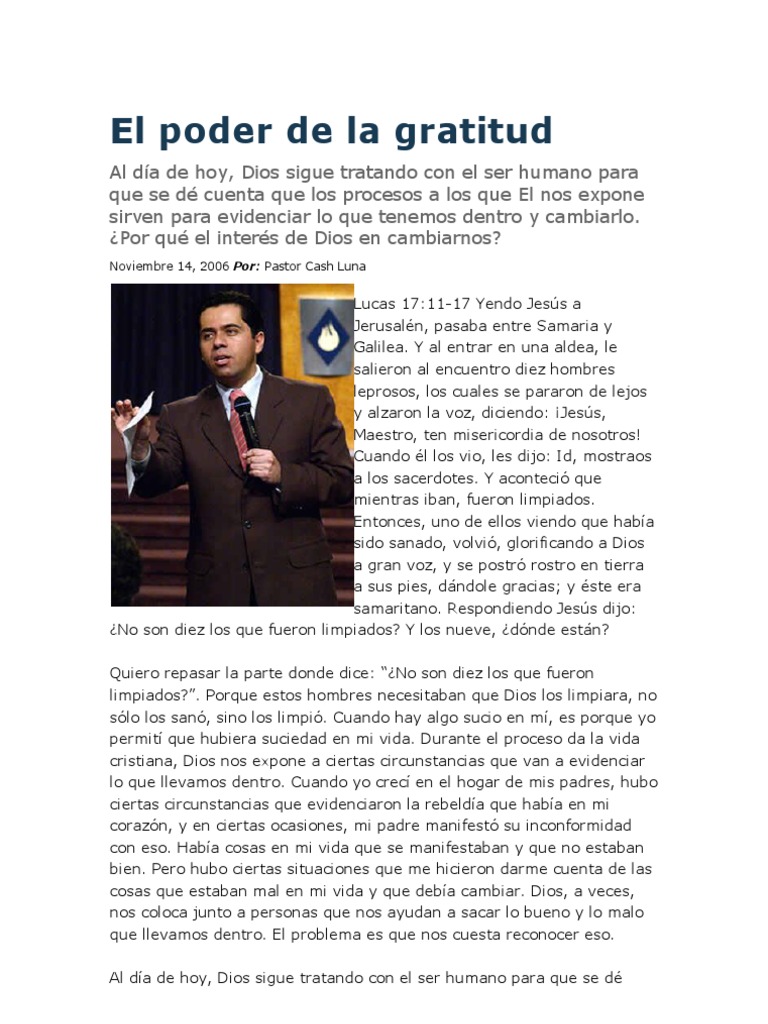 El poder de la gratitud en Dios | PDF | Oración | Fe