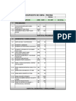 Cantidades de Obra para Construcción de Pisicna