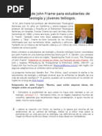 Consejos de John Frame para estudiantes de teología y jóvenes teólogos. revisado