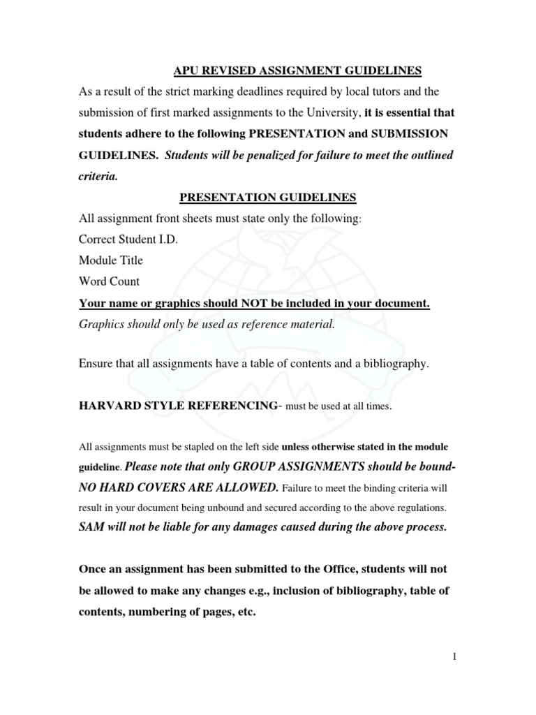 APU Assignment Submission Guidelines | PDF | Government | Business