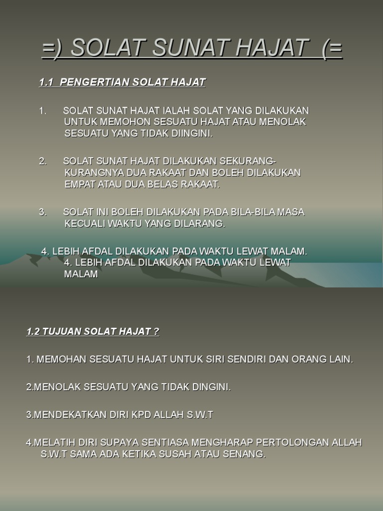 Waktu Solat Hajat Yang Sesuai