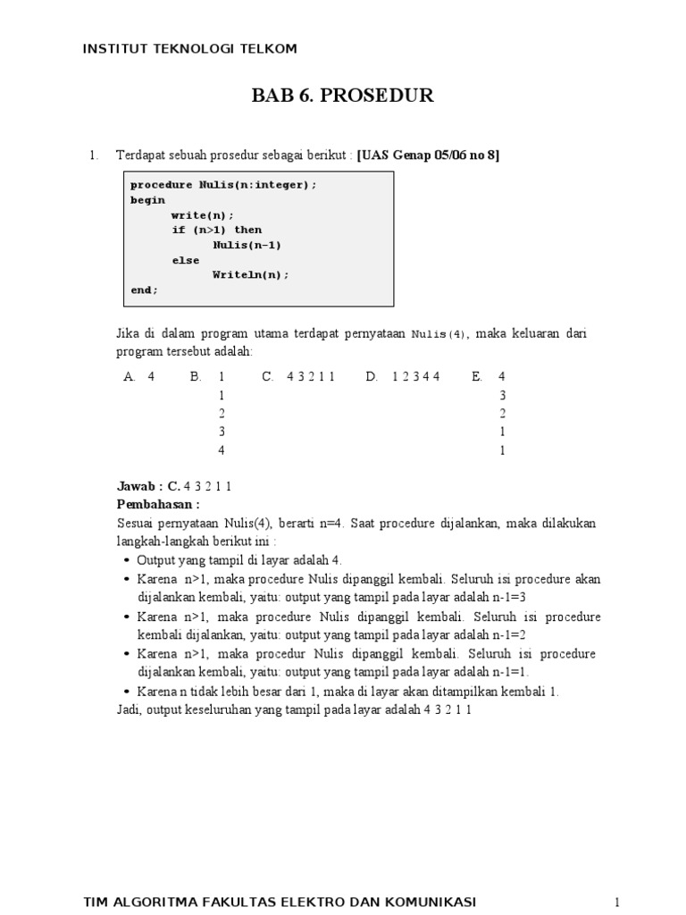 Prosedur dan Algoritma Pascal | PDF | Metode & Bahan Ajar | Teknologi ...