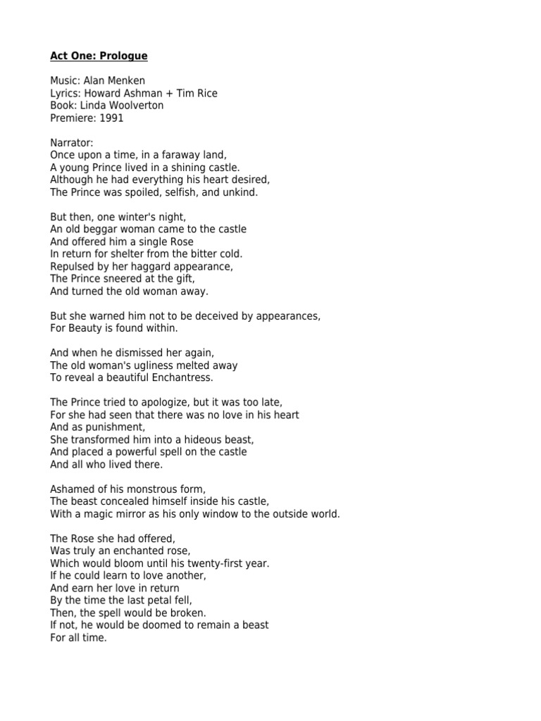 Beauty And The Beast Song Lyrics Beauty Entertainment General