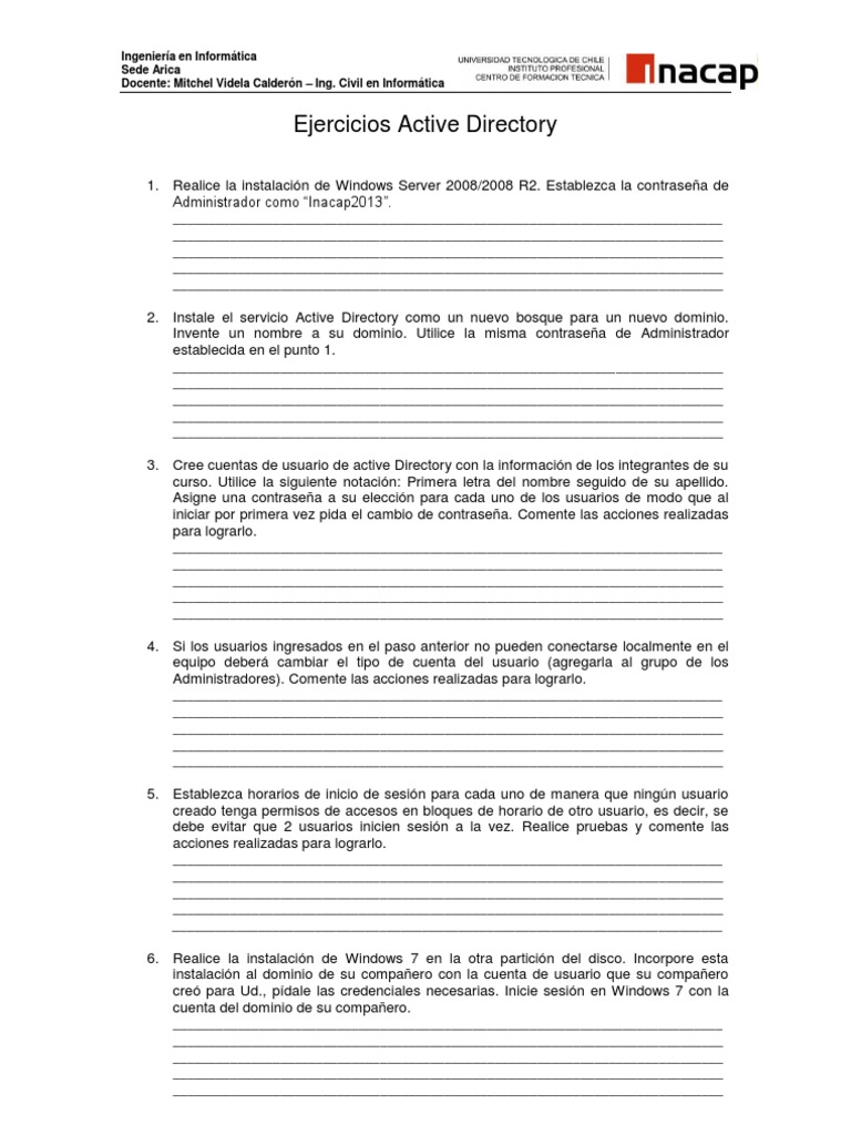 Ejercicios de Active Directory en Windows Server | PDF | Directorio ...