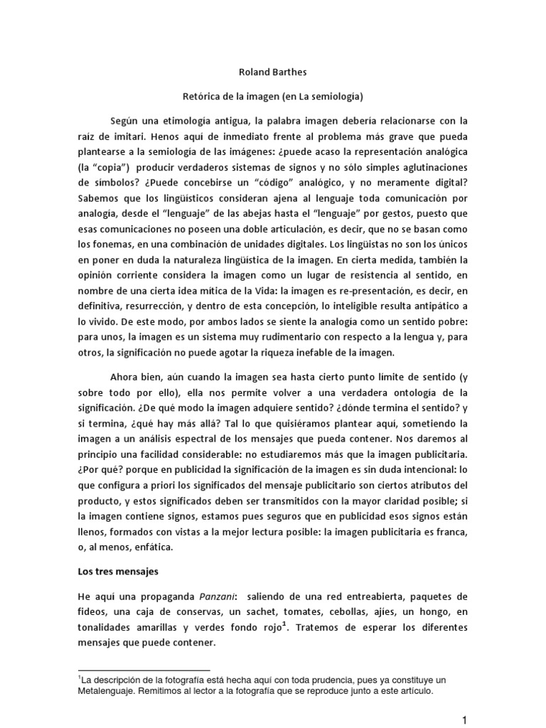 Retóricadelaimagen Roland Barthes Connotación Imagen