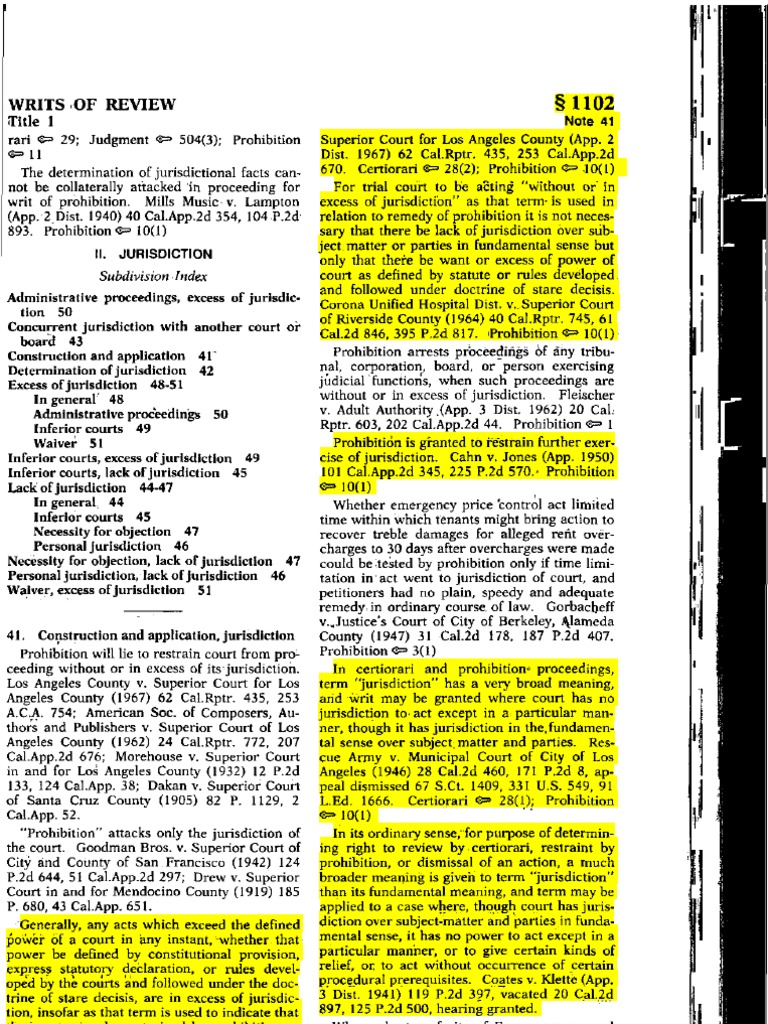 Writ of Mandate Jurisdiction Void Orders | PDF | Writ Of Prohibition ...