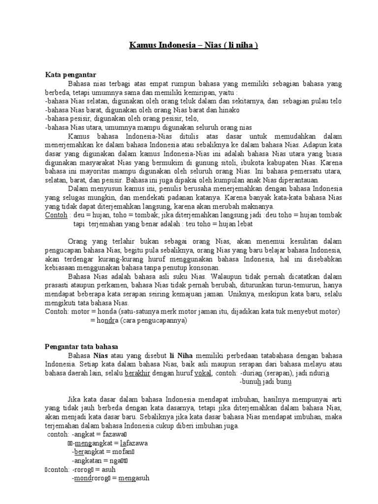 Kamus Indonesia Nias