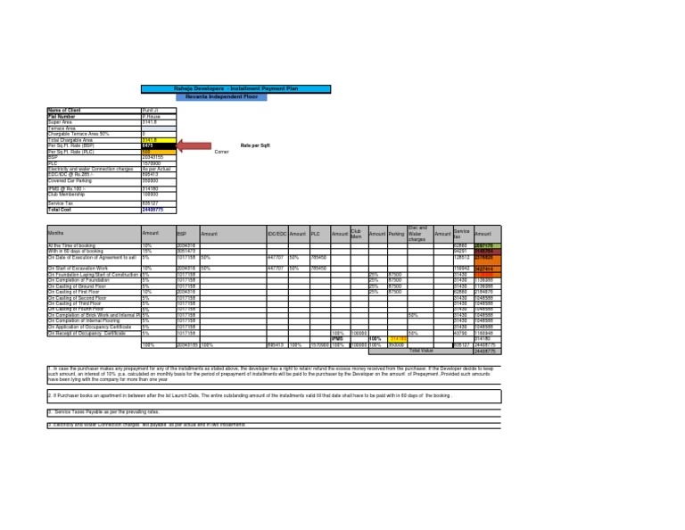 CLP Payment Plan for Revanta Floor | PDF | Casting | Taxation