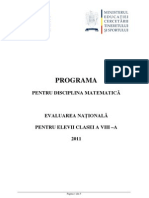 Programa Evaluare Nationala 2011 Matematica