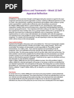 Reflection 3 (BFP1100 Unit Expectations and Teamwork - Week 12 Self - Appraisal Reflection)