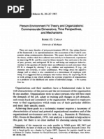 Person Environment Fit Theory
