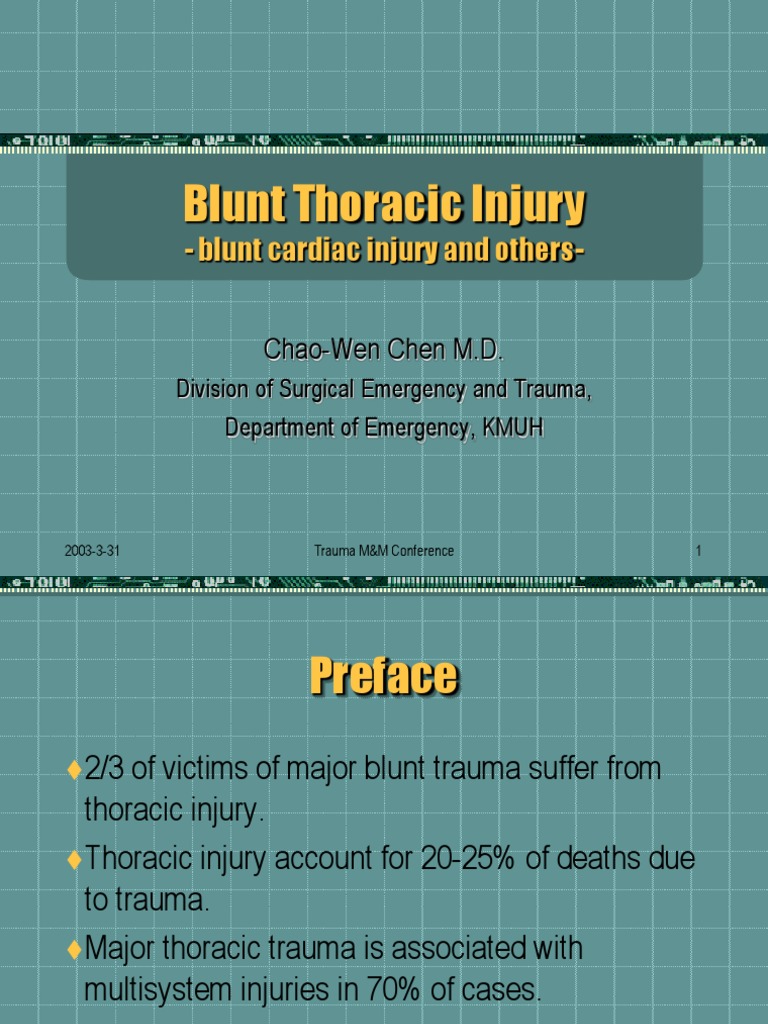 Blunt Thoracic Injury Major Trauma Thorax