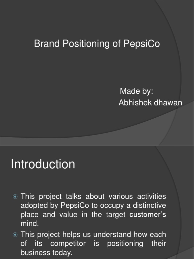 PepsiCo Brand Positioning Analysis | PDF | Pepsi | Brand