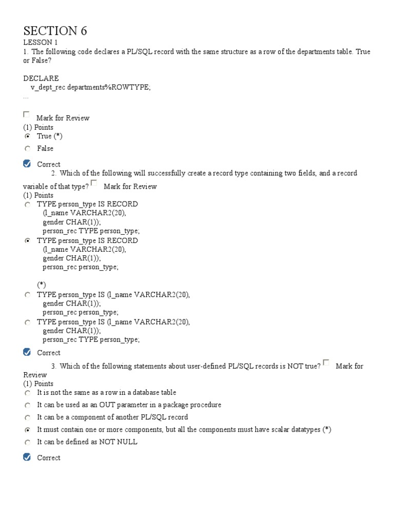 PLSQL Quiz s6s7 | PDF | Teaching Methods & Materials