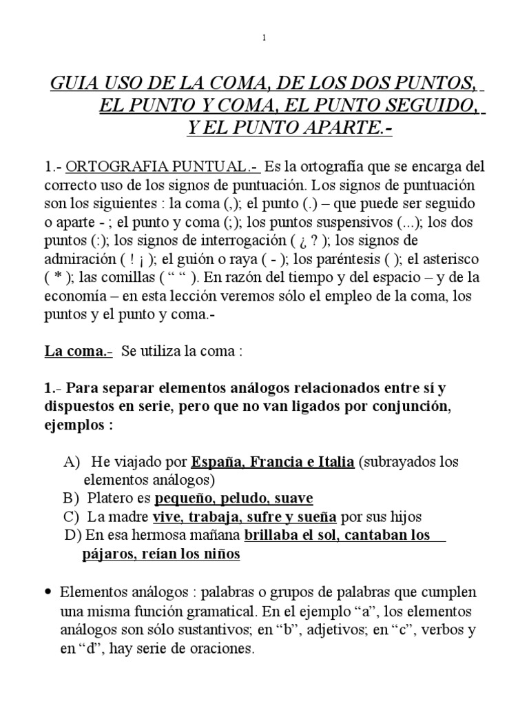 Uso de la Coma y el Punto y Coma | PDF | Coma | Puntuación