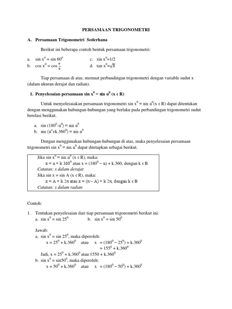 Persamaan Trigonometri