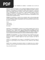 Contrato Privado de Traspaso de Bienes y Acciones de Un Lote de Terreno