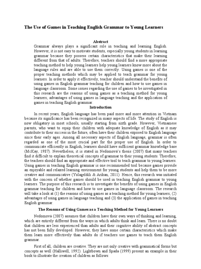 Games for Teaching English Grammar | PDF | Teaching Method | Learning
