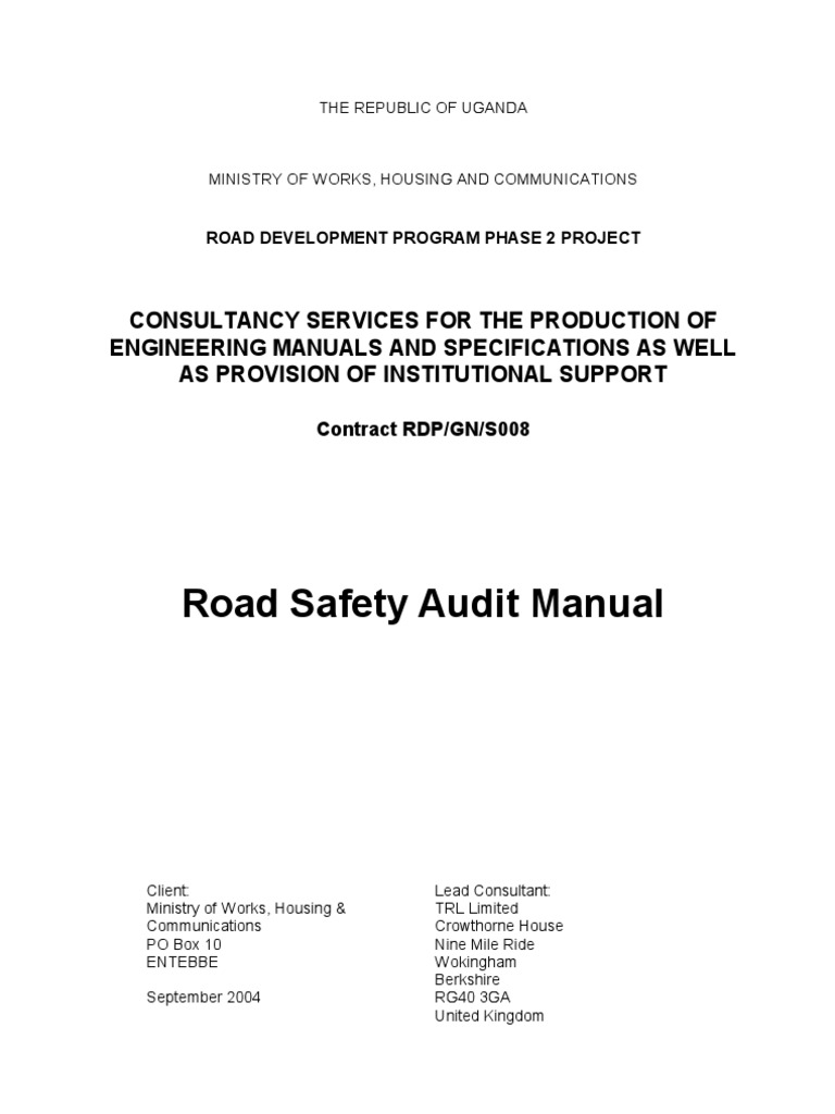 Road Safety Audit Manual Overview | PDF | Audit | Traffic
