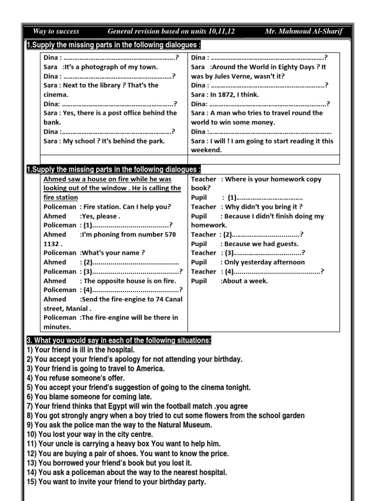Complete the Dialogue Exercises | PDF | Robinson Crusoe | Desert