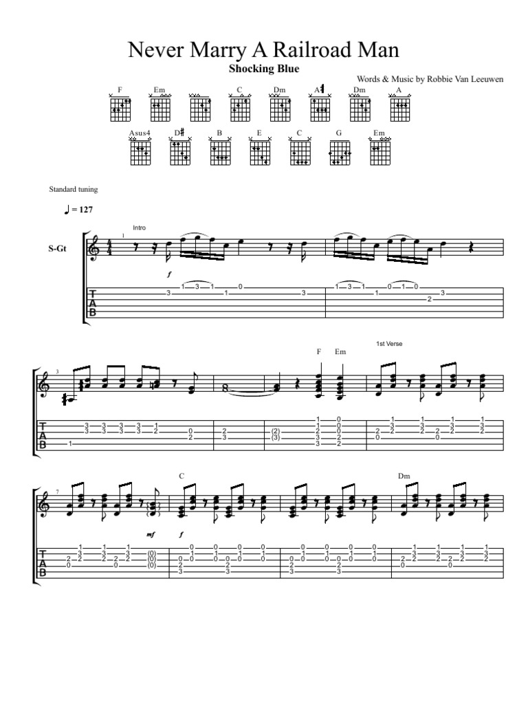 Never Marry A Railroad Man Chords