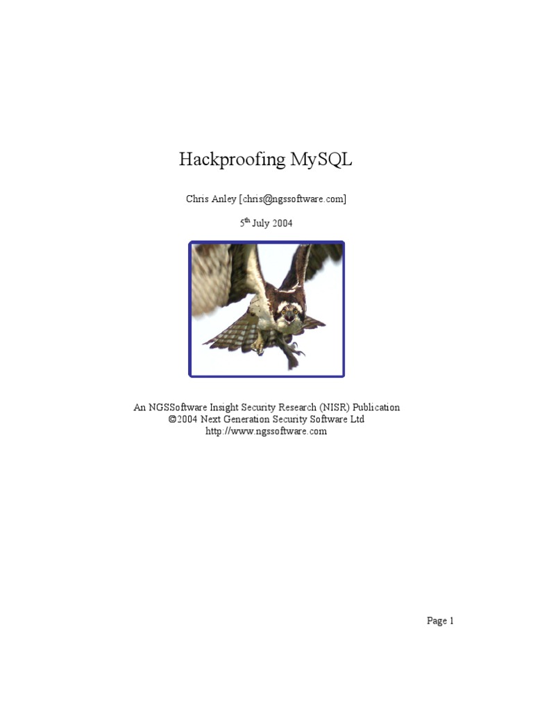 Hack Proofing Mysql Password Web Server
