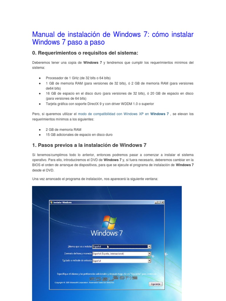 Manual de Instalación de Windows 7 | PDF