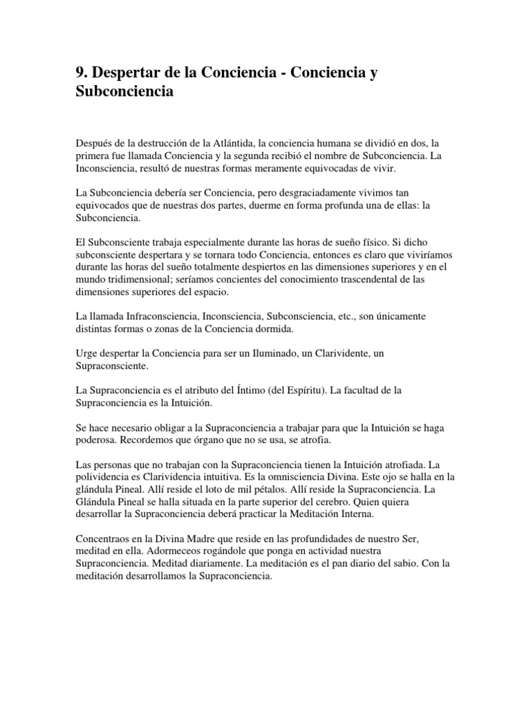 Despertar de la Conciencia y Supraconciencia | PDF | Filosofía ...