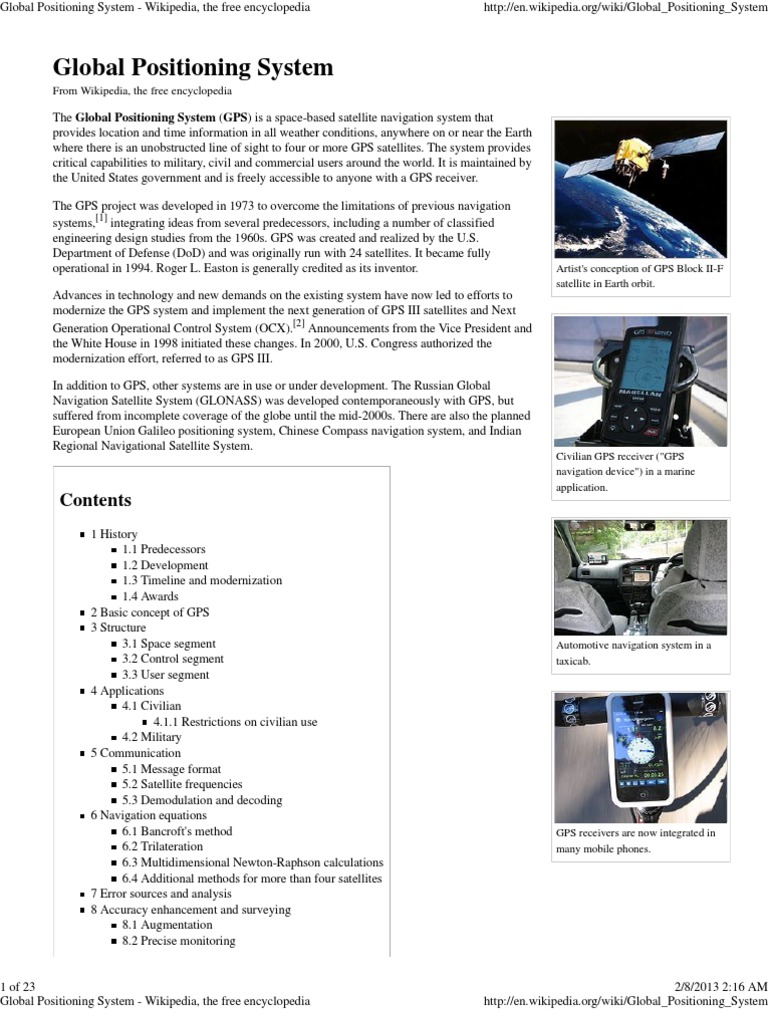 Global Positioning System Wikipedia, The Free Encyclopedia PDF