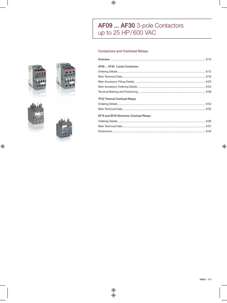 AF09 ... AF30 3-Pole Contactors Up To 25 HP / 600 VAC: Contactors and ...