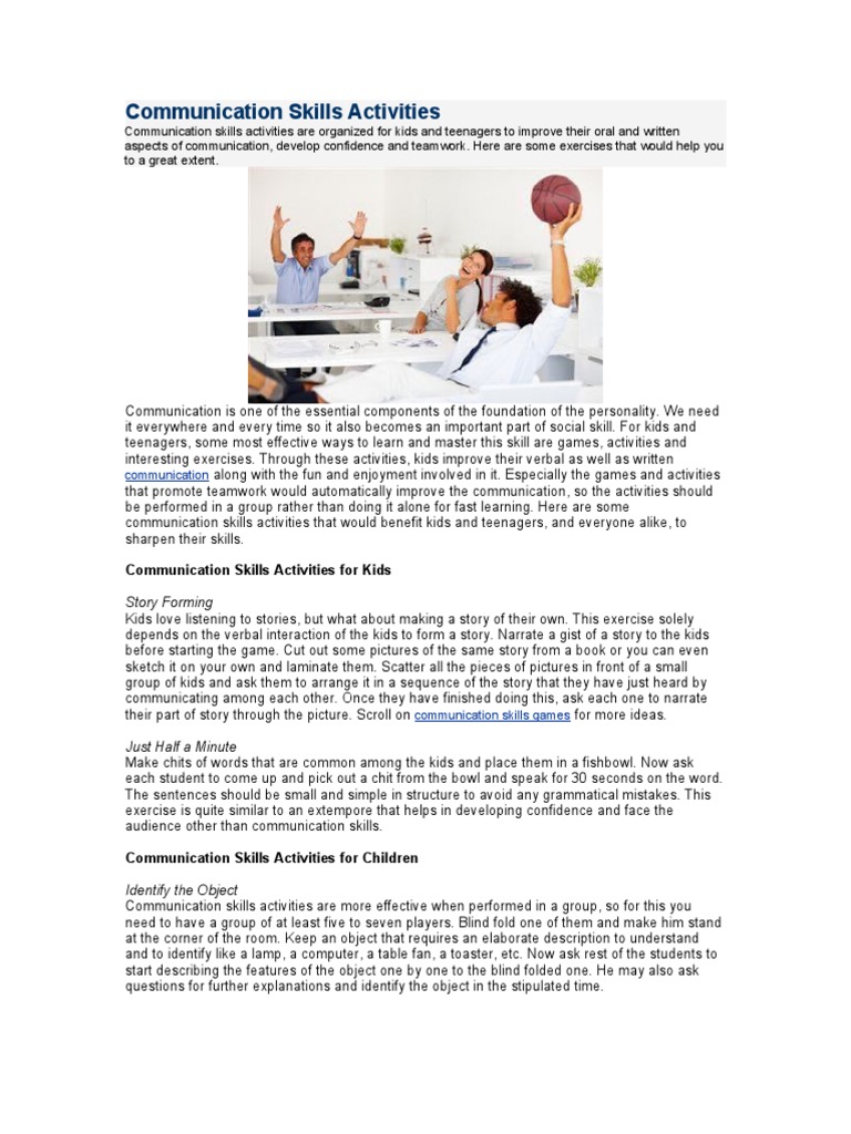 Engaging Communication Activities for Teens | PDF | Conversation ...