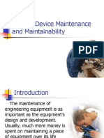 Medical Device Maintenance and Maintainability