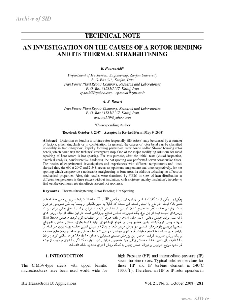 Rotor Hot Spot Treatment PDF PDF Plasticity (Physics) Stress